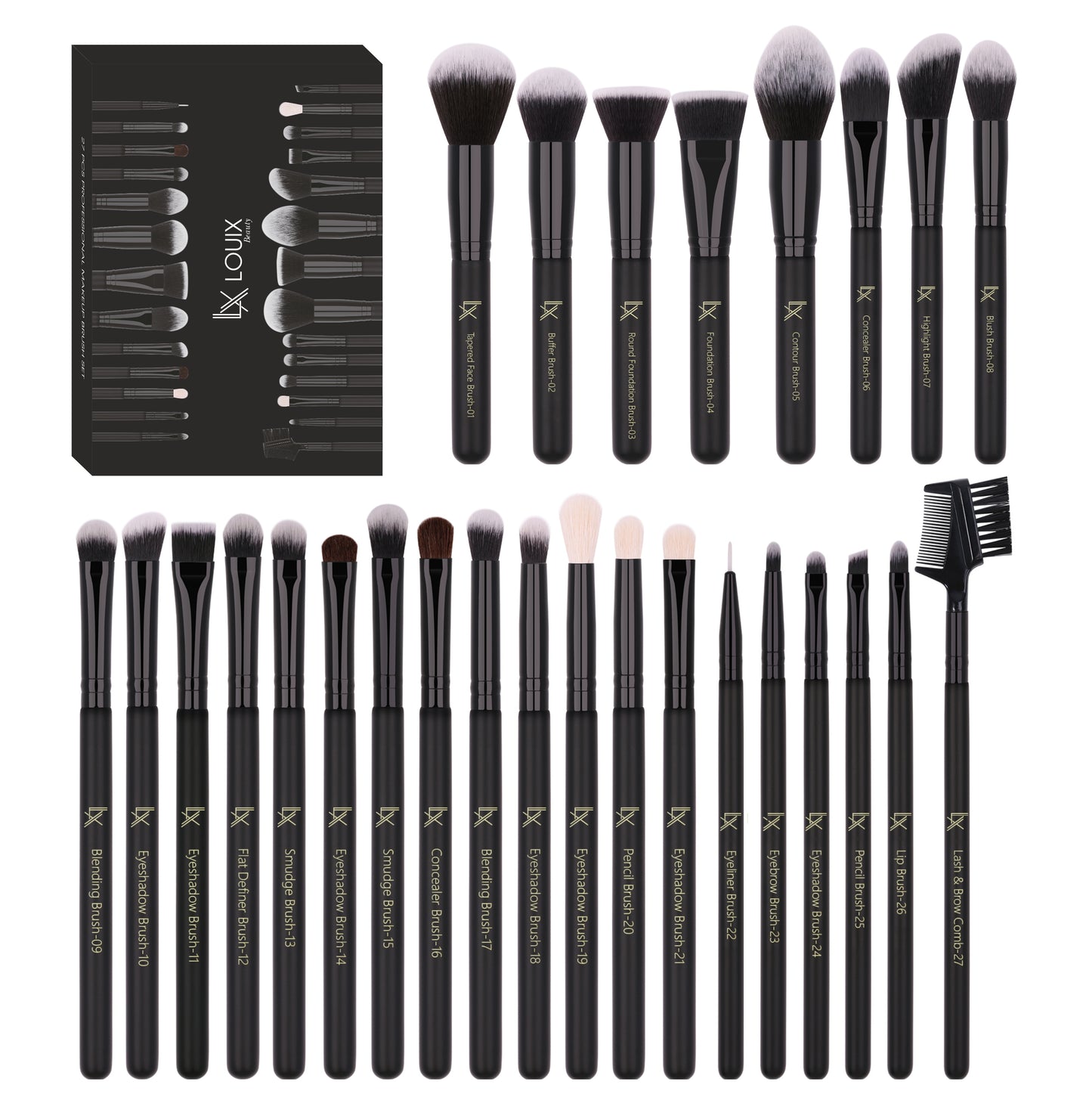 Silque Louix Beauty Professional Makeup Brushes - Set of 27