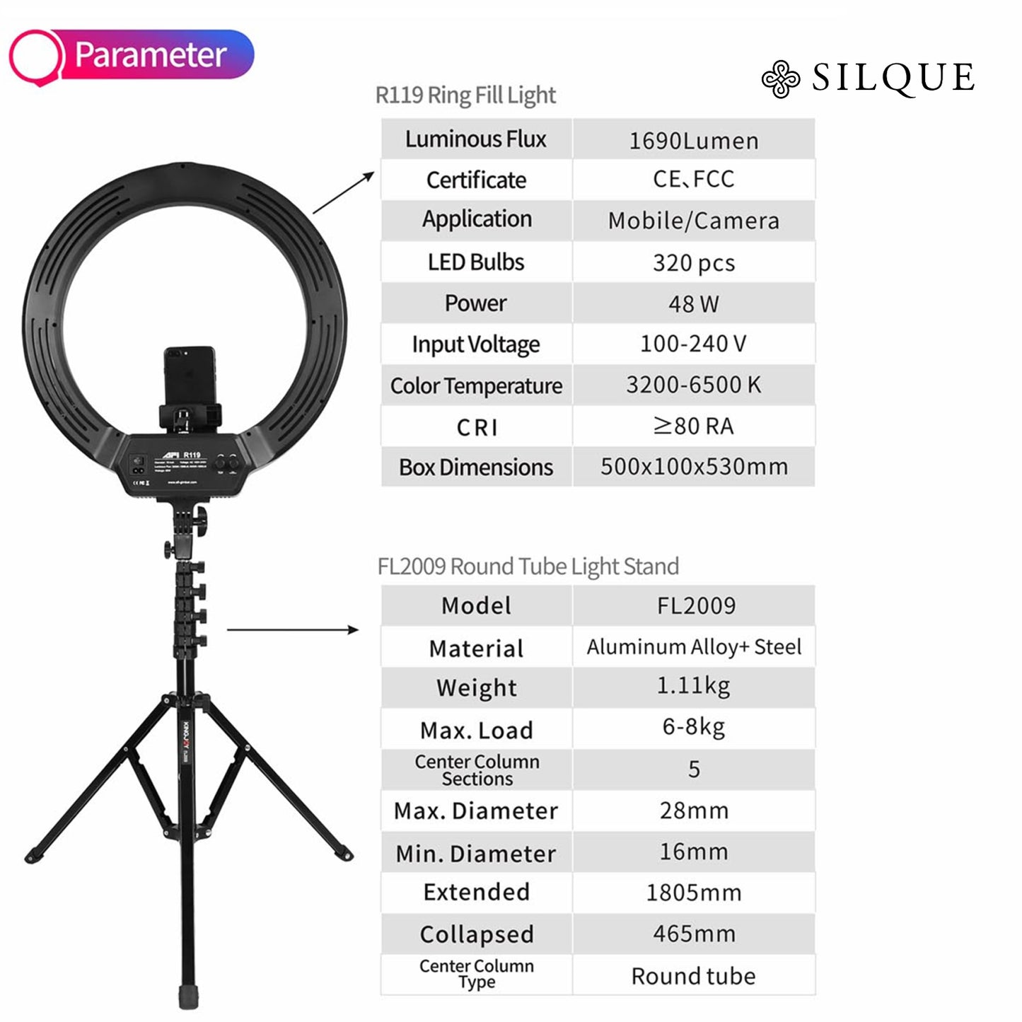 Silque AFI 19" Inch Ring Light